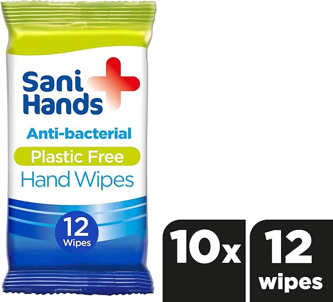 Sani Hands AntiBacterial Hand Cleansing Wipes, 10 x 12 Wipes, 120