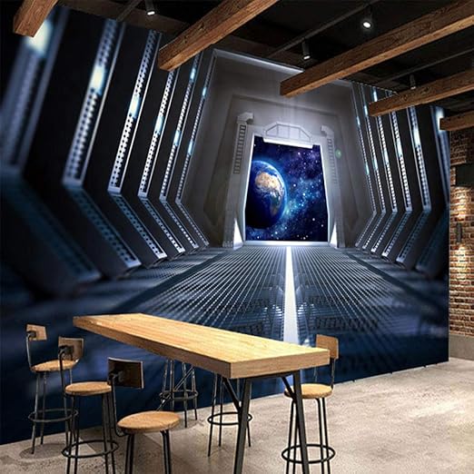 Amazon カスタム写真の壁紙3dステレオ人格スペースカプセルバーktvレストランカフェ背景壁画現代ファッションフレスコ画 250x175cm 壁紙