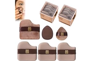 GHENGUA 2 Box Guoxiaoniu Chocolate Color Quick Makeup Foundation Puff Set，Sponge Air Cushion Powder Puff，Mini Powder Puff Collection (1 Box of 6 PCs)