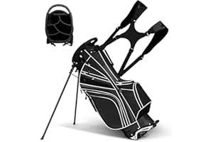 OFFICEJOY Golf Stand Bag, Golf Club Bag w/6 Large Way Top Dividers & 7 Pockets, Lightweight Golf Carry Bag w/Ergonomic Dual Straps & 2 Aluminium Pole, Lightweight Golf Bag for Men & Women