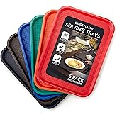 Stock Your Home Large Plastic Serving Trays for Fast Food (Set of 6) 16” x 12” Multicolor Cafeteria Tray for Lunch, Restaurant, Café, Craft Service Carts