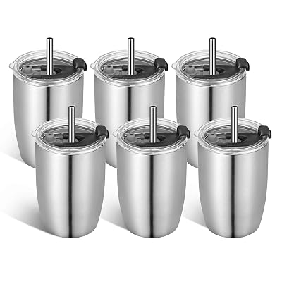 Buy Vegond 12oz Stainless Steel Tumblers Bulk Tumbler Cup With Lid And Straw Vacuum Insulated Double Wall Travel Coffee Mug Reusable Coffee Cup Stainless 6 Pack Online In Indonesia B08lkp8zsb