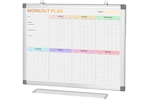 Fitness Tracker Magnetic Whiteboard Workout Plan Dry Erase Board for Wall 24'' x 18'',Hanging Mounted Weekly Fitness Tracker 