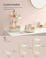 SONGMICS Makeup Organiser Rotating 3-Tier Round JKA011W01 Cloud White view 5
