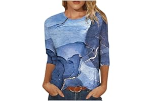 SYMOID Women's Crewneck Christmas Shirts Dressy Funny Graphic 3/4 Sleeve Top Shirts Soft Comfy Tshirt Trendy 2023