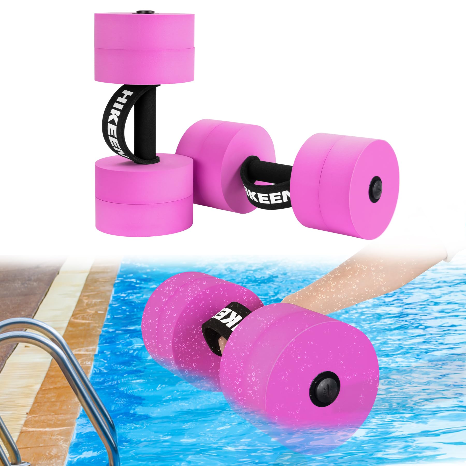 Photo 1 of Hikeen Aquatic Exercise Dumbbells Water Dumbbell Pool Resistance Aquatic Fitness Barbells With 4 High-Density EVA Foam Pool Weights Dumbbells, for Water Aerobics Weight Loss (2 EVA Pink)