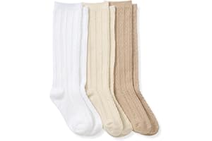 Burt's Bees Baby baby-girls Set of 3 Cable Knit Knee-high Organic Cotton Stockings Socks