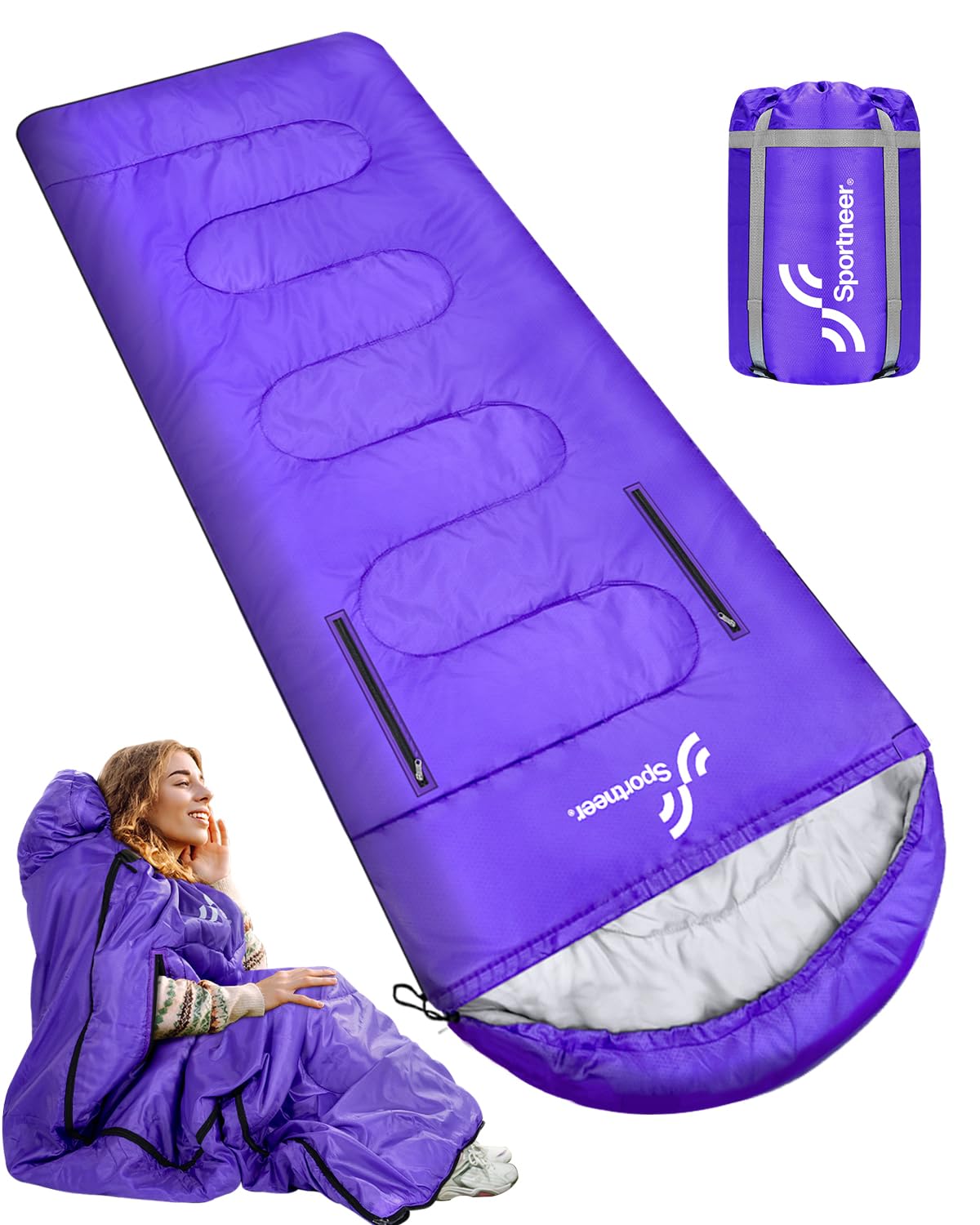 Photo 1 of Sportneer 0 Degree Wearable Sleeping Bag for Adults & Kids – Walkable with Arm Zippers, Waterproof & Warm to 20°F, Compact for Camping, Stadiums, Travel, Backpacking & Car Use