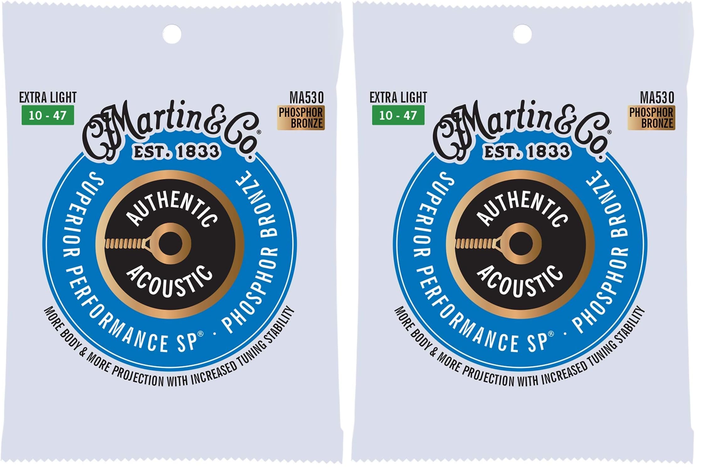 Martin MA530 Authentic Acoustic - SP - Phosphor Bronze Extra Light (10-47) (Pack of 2)