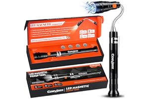 Magnetic Pickup Tool, Cosyjazz Magnetic Flashlight Telescoping Magnet with LED Flashlight and Extendable Neck, Cool Gadget Birthday Gifts for Men, Dad, Husband, Mechanic, Tech, Handyman