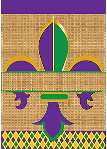 Mardi Gras Blank Fleur de Lis 18 x 13 Rectangular Burlap Double Applique Small Garden Flag