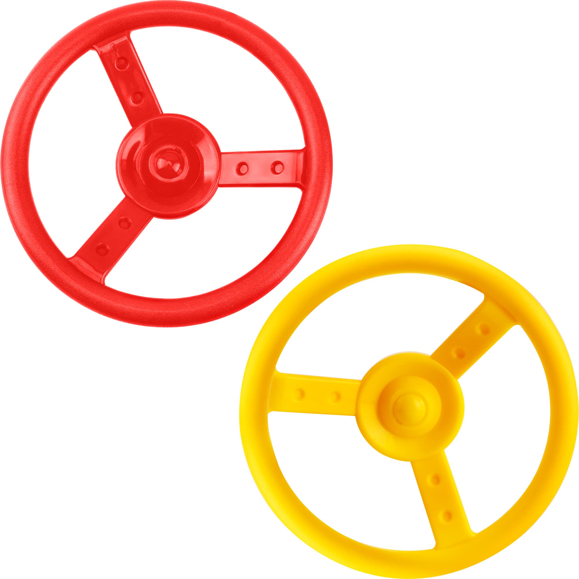 Haconba 2 Pack Steering Wheel Playset Plastic Pirate Ships Wheel with Mounting Tools for Kids Playground Outdoor Gym (Yellow, Red)
