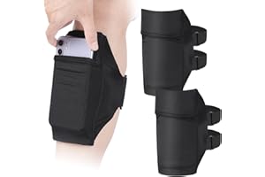 Jadive 2 Packs Cell Phone Leg Straps Leg Phone Holder Arm Smartphone Band Non Slip Ankle Wallet Calf Straps Adjustable Arm Pouch for Women Men Running Hiking Equestrian Motorcycle(Black)