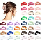 36 Pcs Medium Hair Claw Clips, 3.35 Inch Rectangle Claw Clips for Thick and Thin Hair Square Hairs Clip for Women, Matte Nonslip Hairclip Banana Jaw Clip Hairs Accessories for Girls (36 Colors)