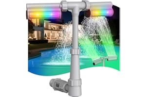 ZCONIEY Swimming-Pool Waterfall Fountain w/Colorful Led-Lights - 7 Color Changing Above/Inground Pool Fountain Lights with Remote, Water Sprinkler Adjustable Height Pool Sprayer for Outdoor Yard Decoration