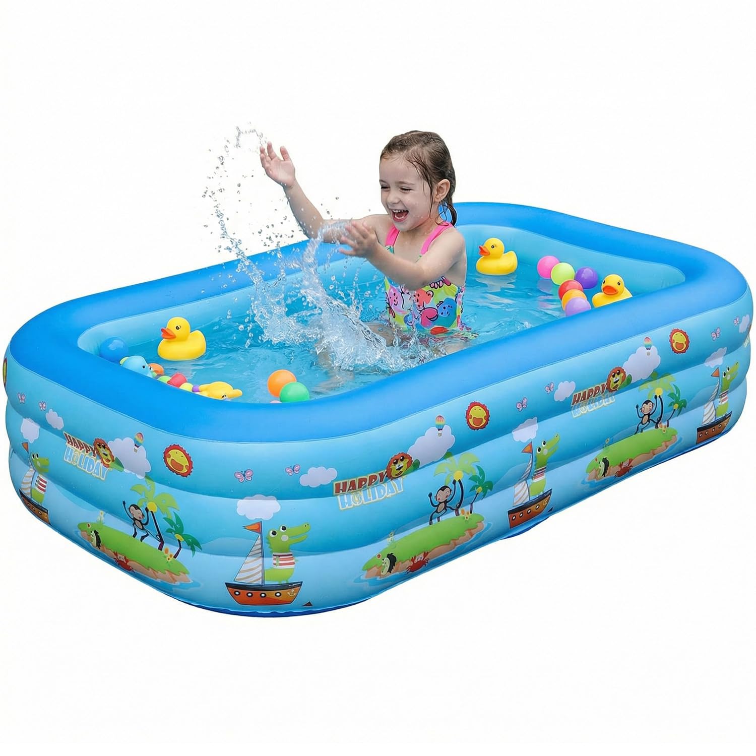 Inflatable water playground for children – 150x105x50 cm children's pool, sturdy paddling pool for outdoor use, ideal for the garden and patio. Perfect for summer water fun