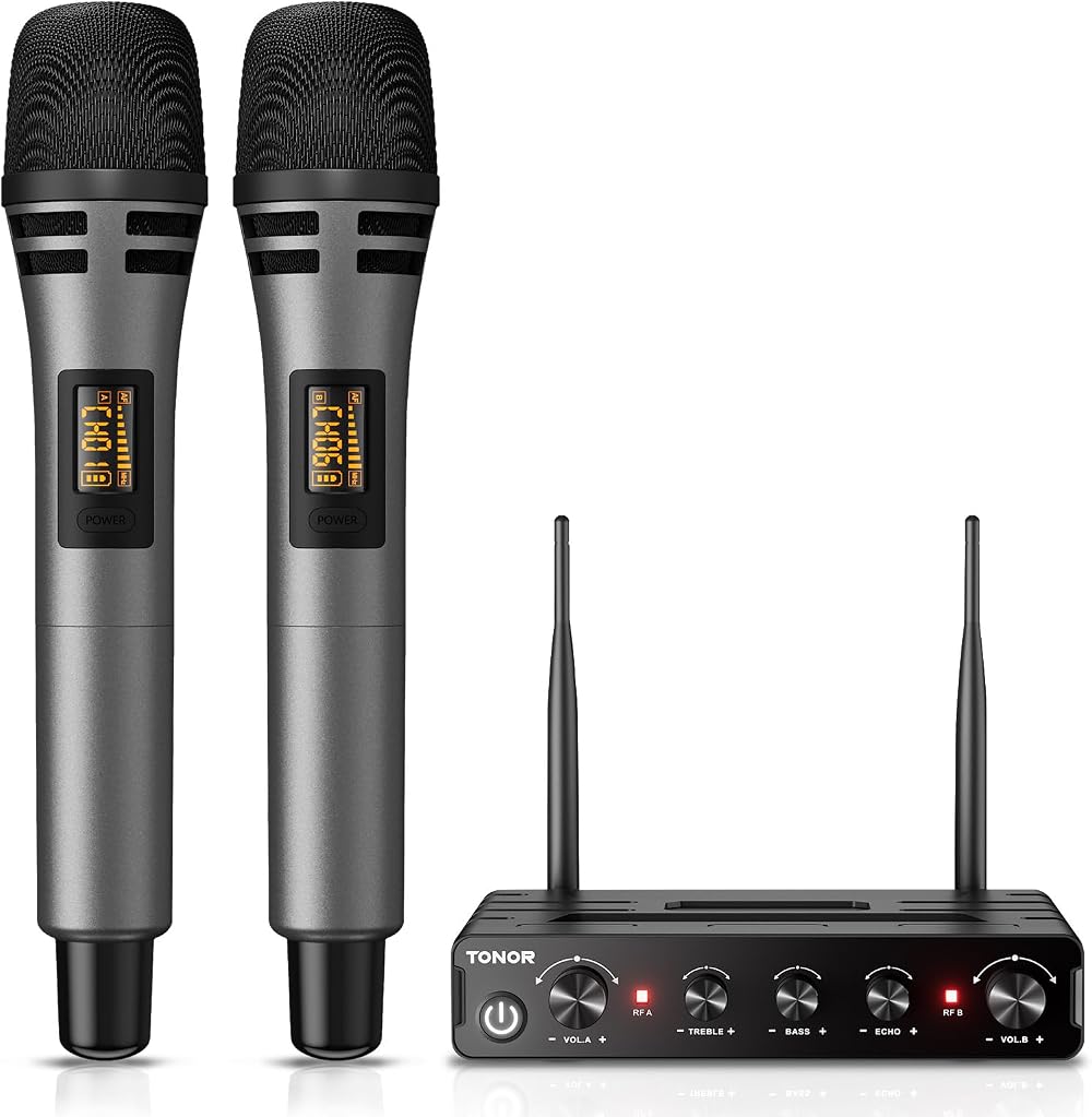 TONOR TW350 Wireless Microphones Set UHF Karaoke Receiver XLR 6.35mm