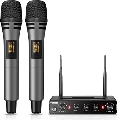 TONOR TW350 Wireless Microphones Set UHF Karaoke Receiver XLR 6.35mm
