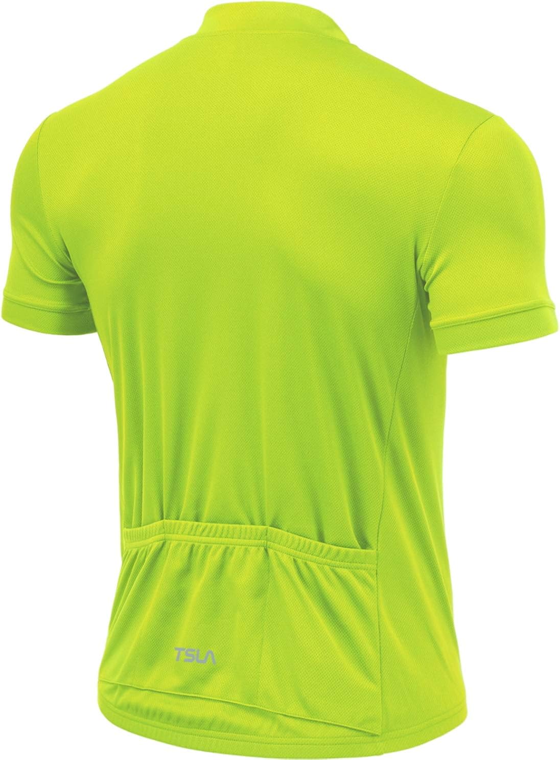 TSLA Men's Short Sleeve Bike Cycling Jersey, Quick Dry Breathable Reflective Biking Shirts with 3 Rear Pockets : Clothing