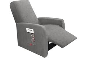 Jcones 3 Pieces Plush Fabric Extra Small Recliner Chair Covers Stretch Recliner Slipcover for Lazy Boy Wide Recliner Chair Washable (Light Gary)