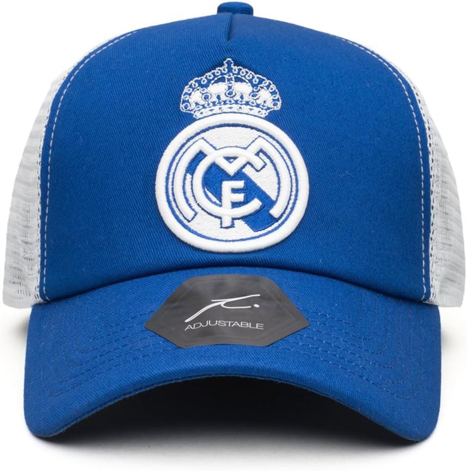 Real Madrid Officially Licensed Throwback Adjustable Trucker Hat Royal Blue/White