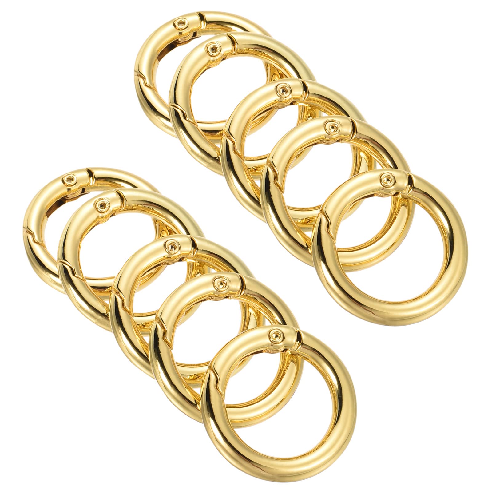 PATIKIL 25x18x4mm Spring Gate O Rings, 10 Pack Round Snap Clip Zinc Alloy for Keyrings Buckle, Gold