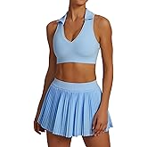 AGYMNX 2 Piece for Women Tennis Dress High Waisted Pleated Skirt Sets Golf Outfits Sleeveless Racerback Padded Crop Top