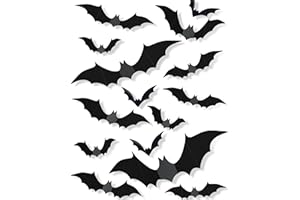YETONAMR 120 Pcs Halloween Decorations 3D Bats Decor, 4 Sizes Scary Halloween Decor Indoor Bat Stickers Decorations for Bedroom Bathroom Door Wall Party Decoration