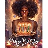 Box of 5 birthday cards with envelopes for African American Women Stationery