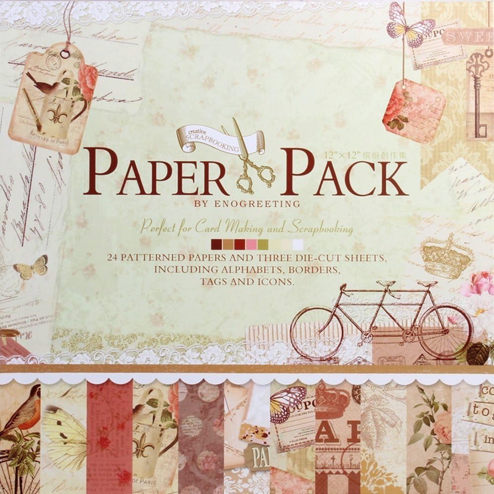 Eno Greeting 12 x12 Inch Decorative Card Making Scrapbooking Paper Pack