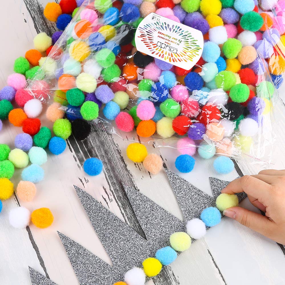 Caydo 400 Pieces 1 Inch 20 Colors Pompoms Arts and Crafts Pom Poms Balls for Hobby Supplies and Creative Craft DIY Material