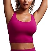 CRZ YOGA Womens Butterluxe Strappy Longline Sports Bra - Padded Criss Cross Yoga Workout Crop Tank Tops