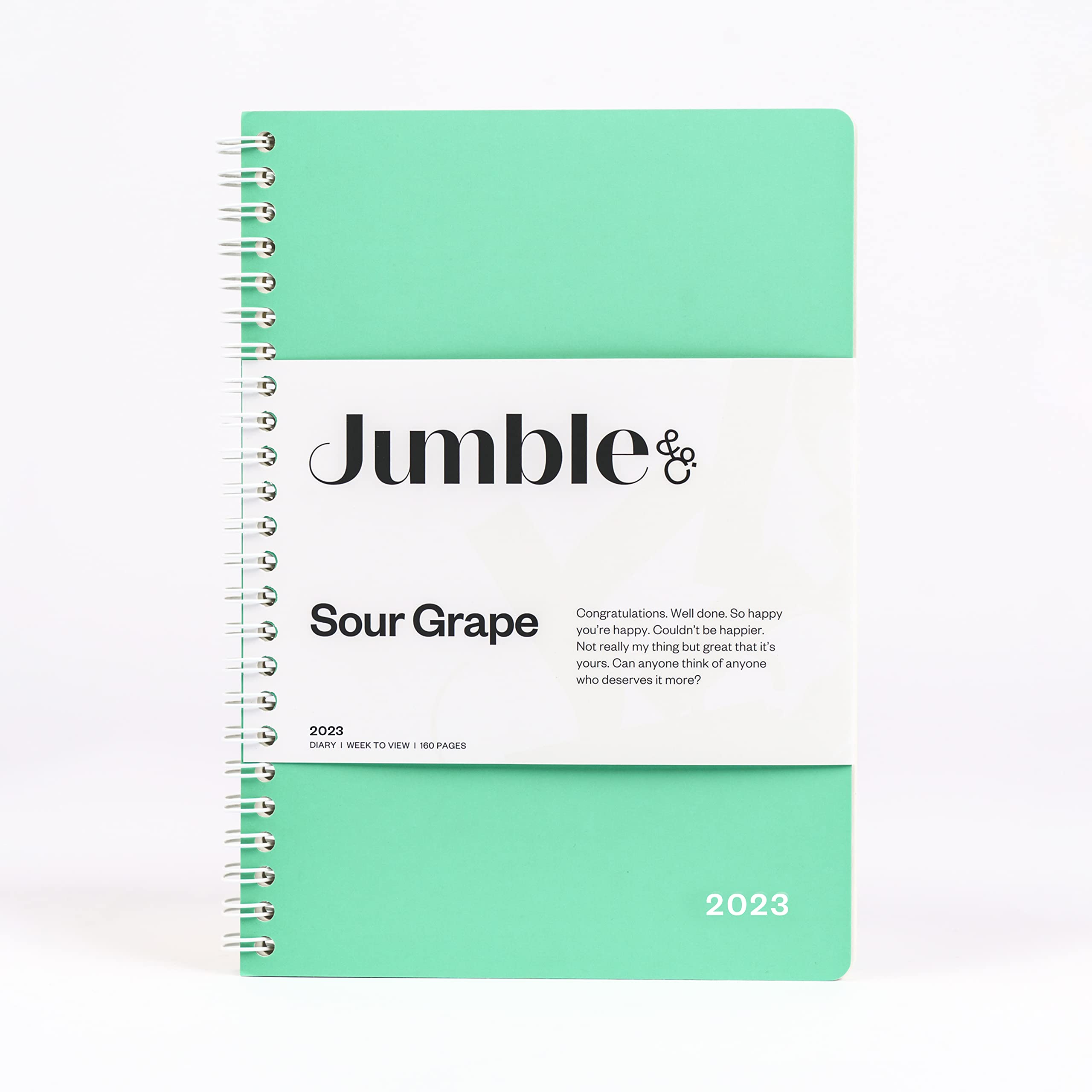 Jumble & Co Convo A5 Week to View Wiro Bound 2023 Diary Sour Grape Teal - Weekly Journal with dotted pages