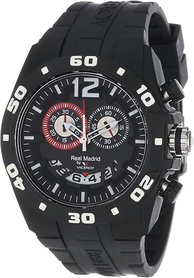 Reloj para mujer de Viceroy (432853 55), del Real Madrid, estilo deportivo, con fecha, de caucho y plástico negro