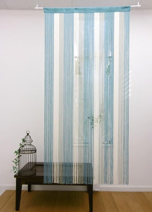 Amazon ストライプ柄がおしゃれなさわやかひものれん ブルー