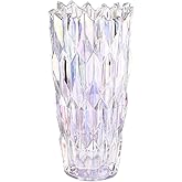 9.6" High Colorful Glass Flower Vase for Home Decor, Dining Wedding Table Office Holiday Party Centerpiece Decoration