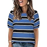 DOLNINE Womens-Plus-Size-Tops Cute Striped Color Block Oversized T Shirts Casual Short Sleeve Loose Fit Tunic Summer Blouses