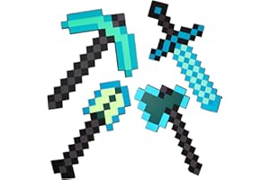 COTTEAU 4 Pack Kids Game Role-Play Toy Weapon Set-Sword Axe Pickaxe and Shovel,Perfect Toy Weapons Gift for Halloween Christmas and Parties