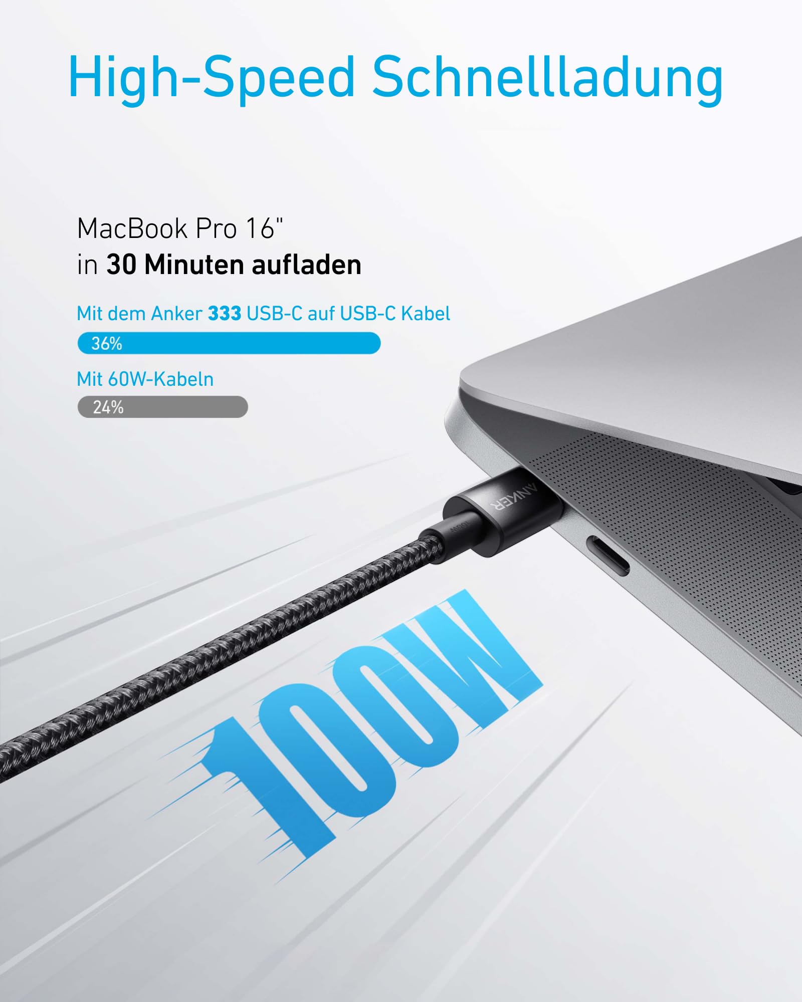 Anker USB C Kabel 3m, 100W Schnellladekabel USB C auf USB C Kabel, PD 3.0 Ladekabel USB C für iPhone 17 Pro Max/16/15 Serie, Samsung Galaxy S25/S24, MacBook Pro/Air, iPad Pro/Air, Pixel Switch LG 2