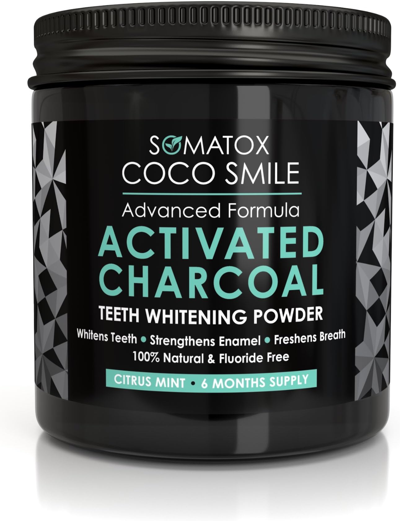 Coco Smile - Premium Grade Activated Charcoal - Teeth Whitening Powder - 90g (6 Months Supply) | Citrus Mint Flavour Charcoal Teeth Whitening Powder SOMATOX™ - UK Supplier