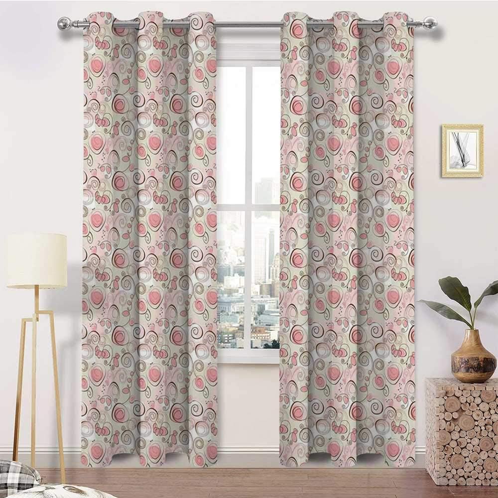 carmaxshome Doodle Blackout Curtains 84 inch Length, Romantic Pastel