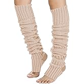 YELAIVP Knit Leg Warmers-Neon Ribbed Pretzel Knee Thigh-High Socks