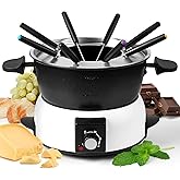 Saenchue 3-Quart Electric Fondue Pot Set – Stainless Steel Fondue Pot with 8 Color-Coded Forks, 3-Mode Adjustable Temperature Control for Cheese, Chocolate, Oil, and Hotpot, Model FD-10B