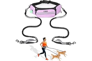 COOWONE Hands Free Dog Leash With Walking Fanny Pack for Large Medium Small Dogs, Heavy Duty Durable Reflective Waist Bungee Leash for Training, Night Walking, Running, Jogging, Hiking