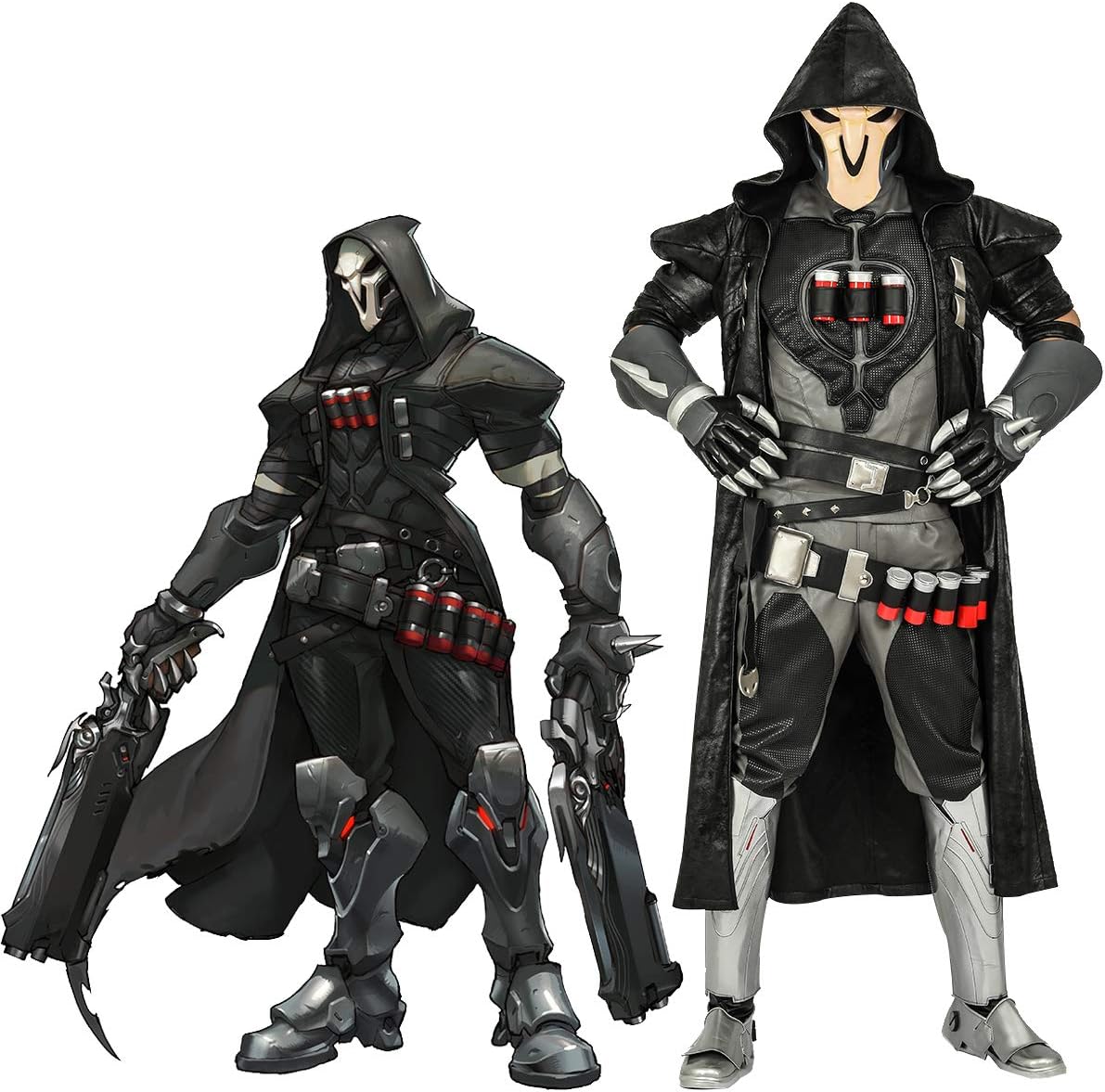 OW Reaper Cosplay Costume Men's Halloween Game Anime Outfits Gabriel Reyes PU Leather Full Set