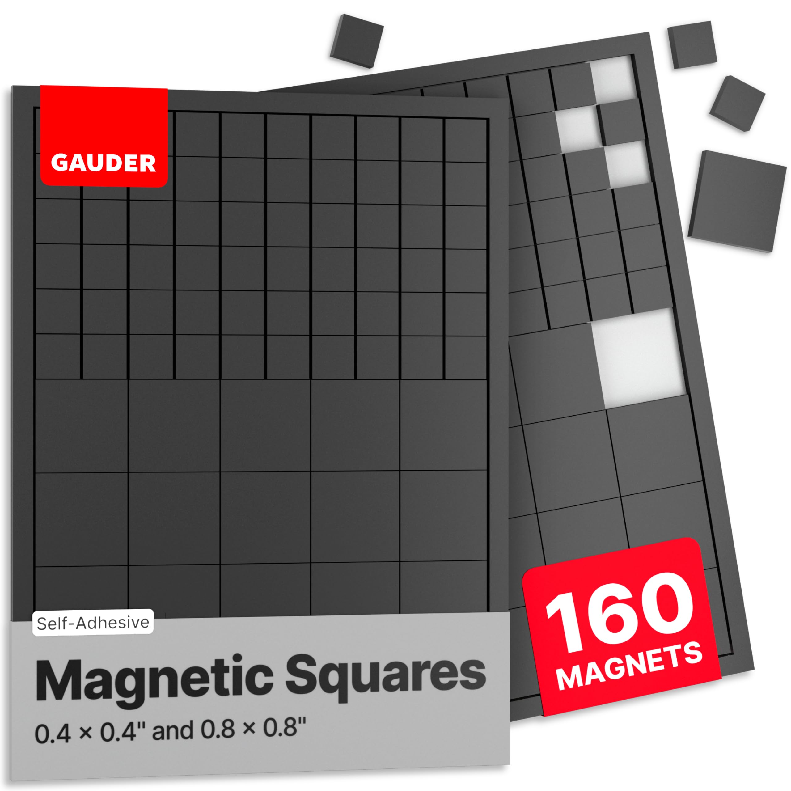 Photo 1 of GAUDER Magnetic Squares | Small Sticky Magnets with Adhesive Backing | Self-Adhesive Flexible Magnets for Crafts, Whiteboards, Refrigerator