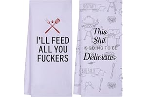 LXOMILL Funny Kitchen Towels for Men, Women, BBQ Grilling Cooking Dish Towels, Funny Birthday Gifts for Husband, Dad, Boyfriend, Friend, Hilarious Gag Gift for Chefs