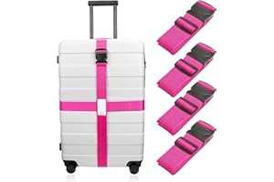 Luxebell Luggage Straps Suitcase Belt Add-A-Bag Travel Accessories, Heavy Duty Strap, 4-Pack 6.56ft Rosy
