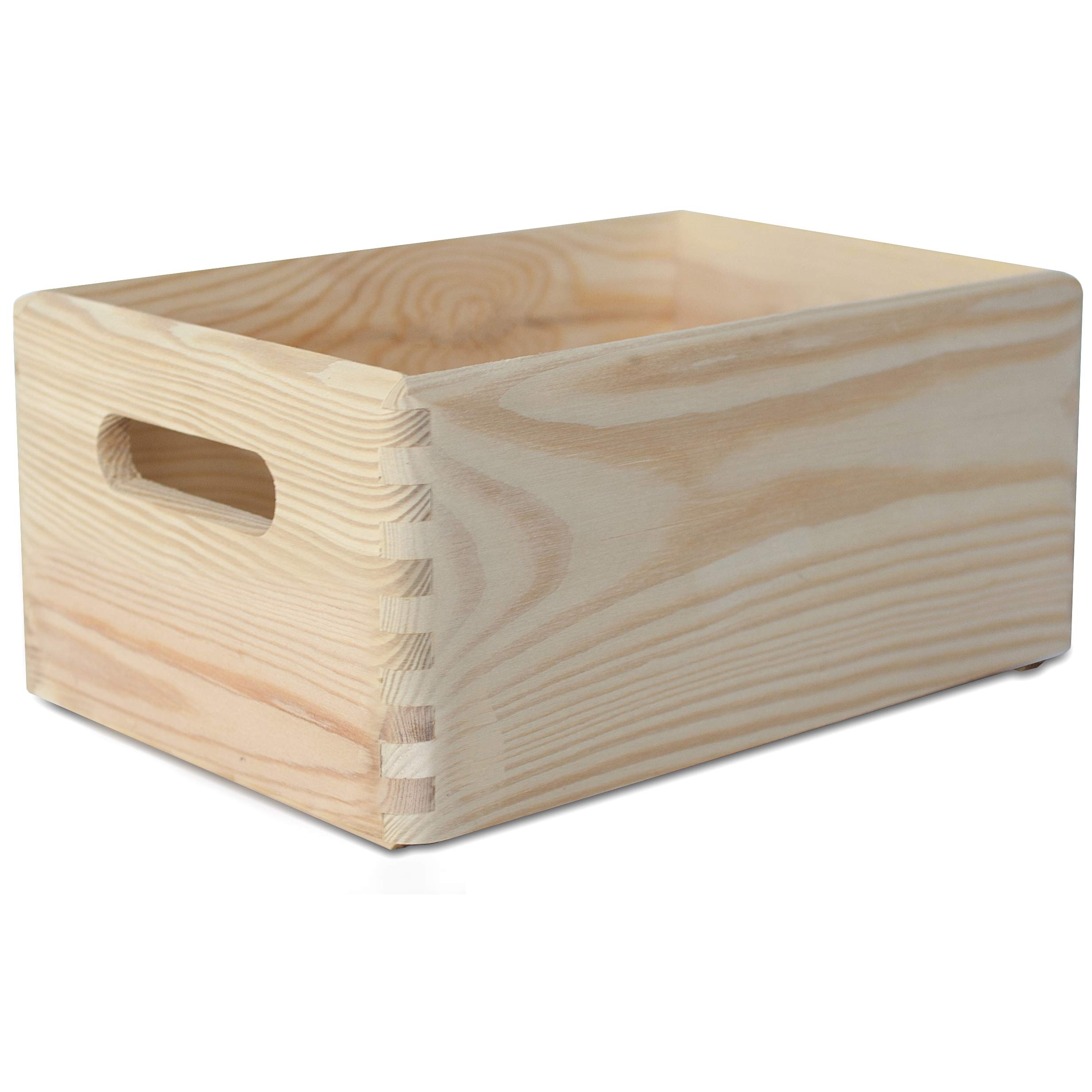 Creative Deco Large Wooden Crate with Handles | 30 x 20 x 14 cm (+/- 1 cm) | Plain Unpainted Easter Storage Box | Natural Wood | Wooden Crates for Kitchen Home Storage Documents
