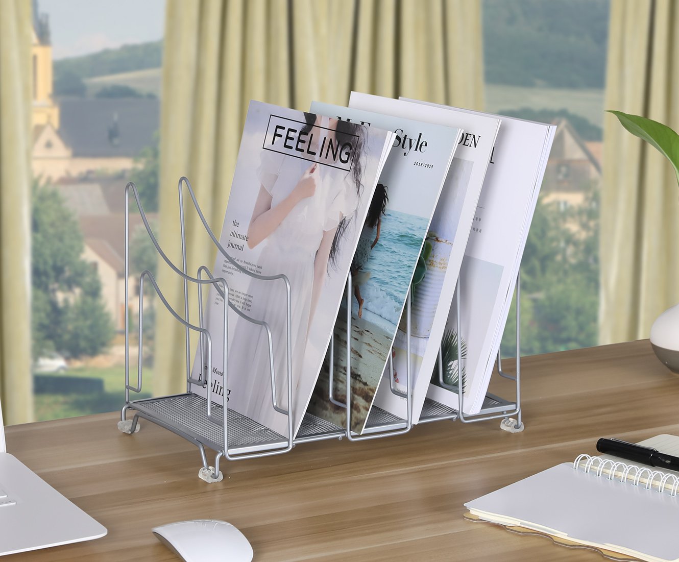 EasyPAG Desk File Sorter Organizer 5 Uprights Vertical Mail Document